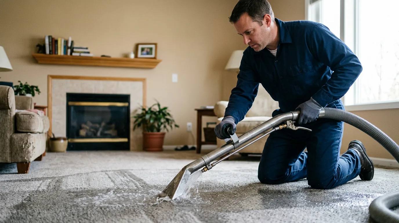 Water damage restoration technician working near Englewood, NJ